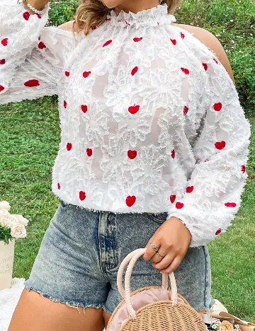 Bluza SHEIN CURVE, alb/rosu