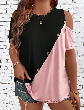 Bluza SHEIN CURVE, negru/roz Negru