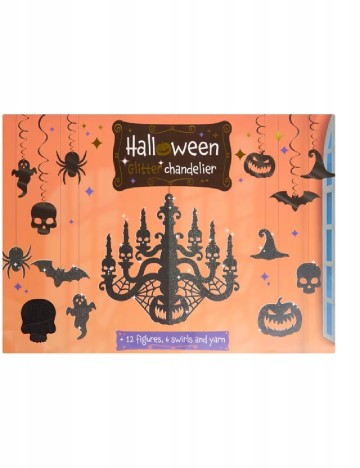 Set candelabru 3D din hârtie cu sclipici si decoratiuni Halloween Wins Holland, negru