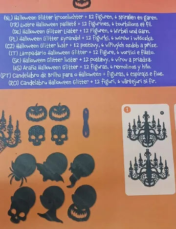 Set candelabru 3D din hârtie cu sclipici si decoratiuni Halloween Wins Holland, negru