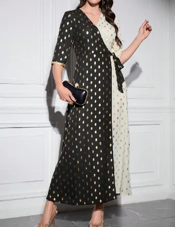 Rochie lunga SHEIN, negru/crem Negru