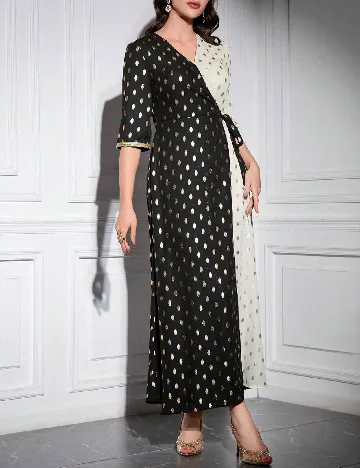 Rochie lunga SHEIN, negru/crem Negru