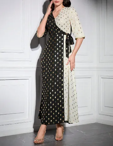 Rochie lunga SHEIN, negru/crem Negru