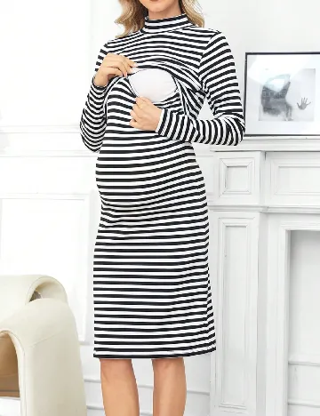 Rochie medie SHEIN Maternity, alb/negru