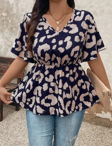 Bluza SHEIN CURVE, albastru/crem Albastru