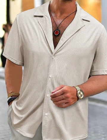 Camasa SHEIN Plus Size Men, ecru