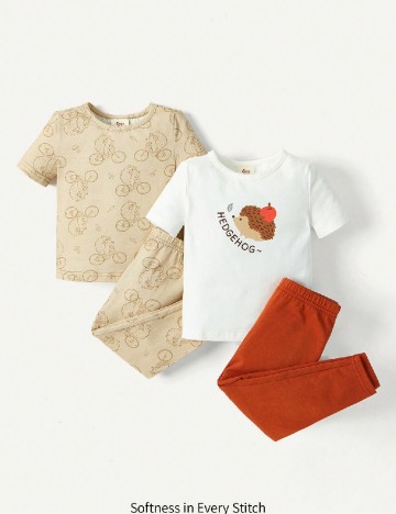 Set compleuri 2 bucati Shein Kids, alb/maro