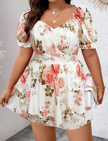Rochie scurta SHEIN CURVE, floral print