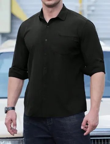 Camasa SHEIN Plus Size Men, negru