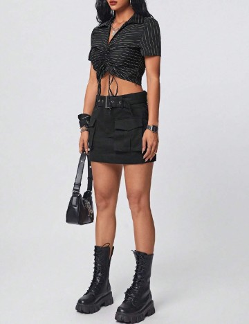 Top SHEIN, negru/alb