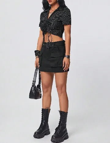 Top SHEIN, negru/alb