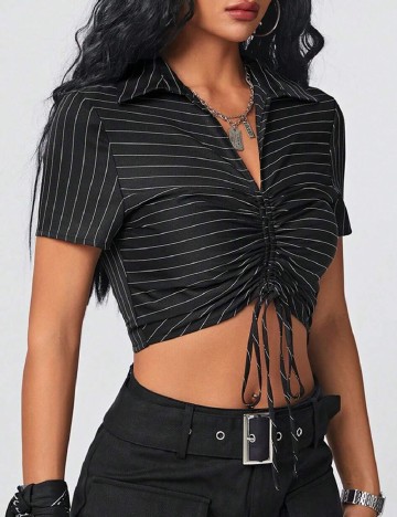 Top SHEIN, negru/alb