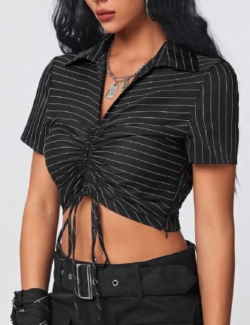 Top SHEIN, negru/alb