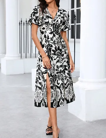 Rochie medie SHEIN, alb/negru Negru