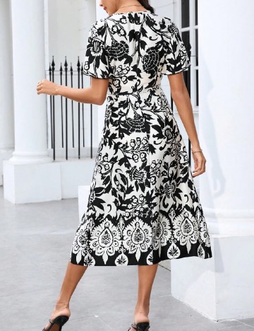 Rochie medie SHEIN, alb/negru