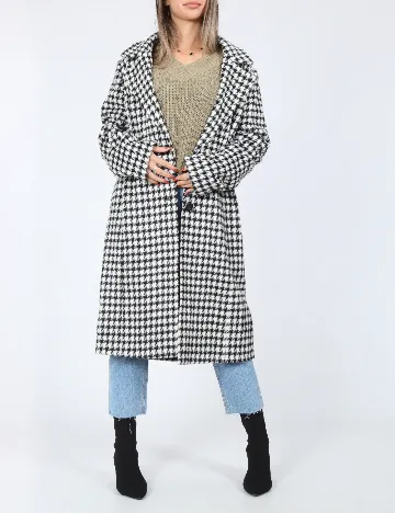 Palton Pieces, alb/negru Negru