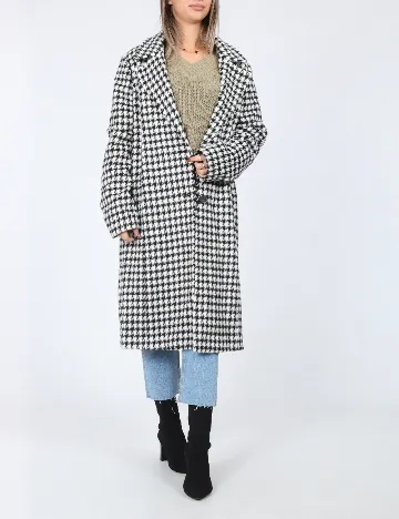 Palton Pieces, alb/negru Negru