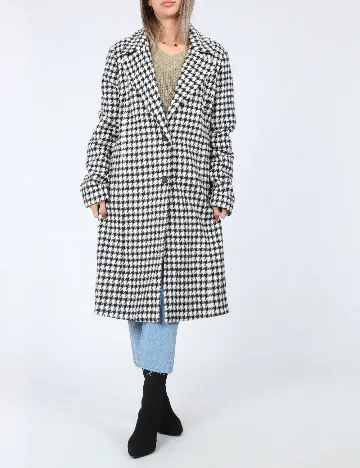 Palton Pieces, alb/negru Negru