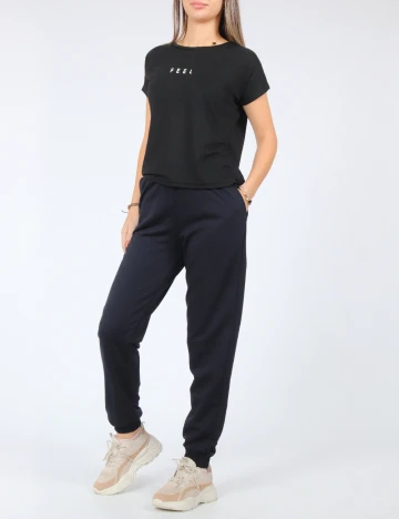 Set pantaloni 2 perechi SHEIN, negru/crem