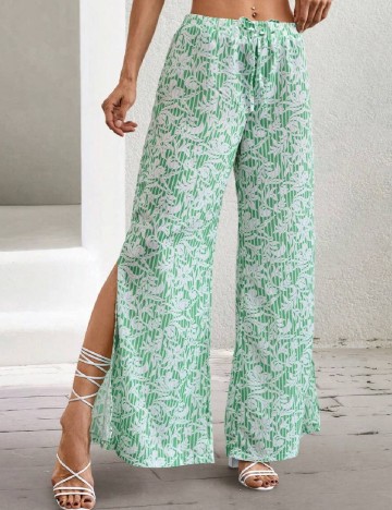 Pantaloni SHEIN, verde/alb