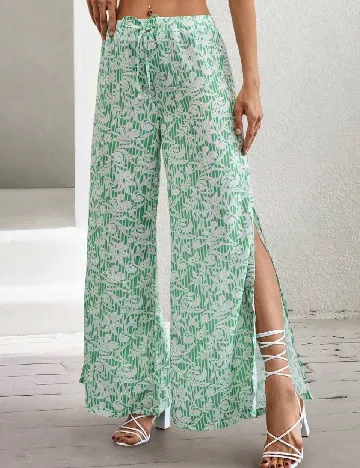 Pantaloni SHEIN, verde/alb