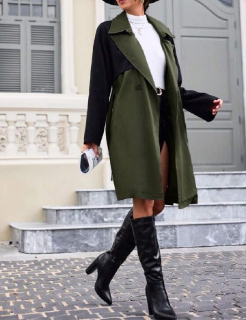 Trench SHEIN, verde/negru