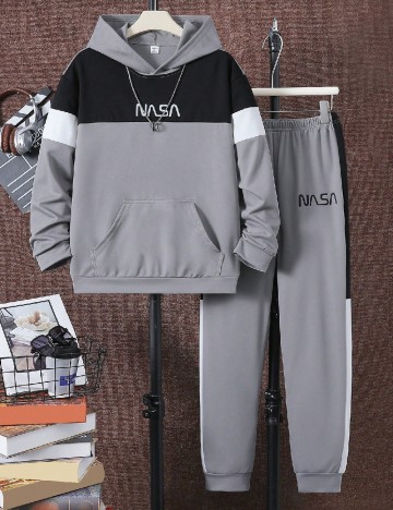 Compleu Shein Kids, gri/negru