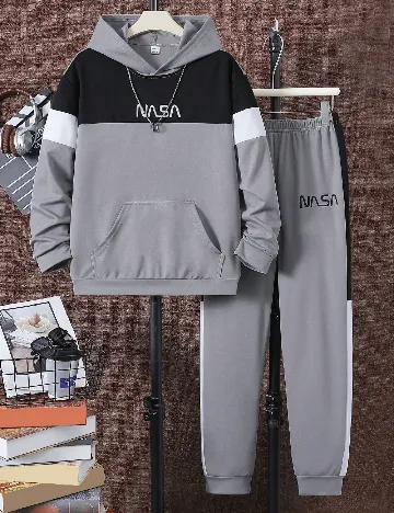 Compleu Shein Kids, gri/negru Gri