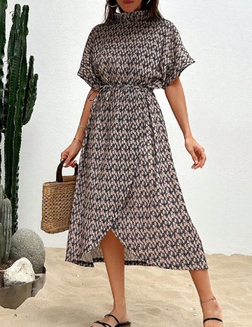 Rochie medie SHEIN, crem/negru