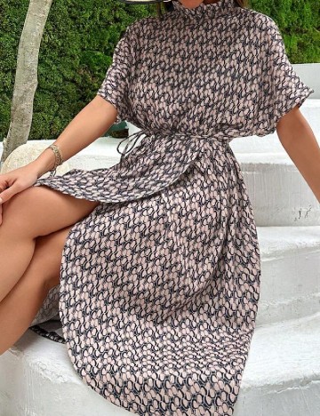 Rochie medie SHEIN, crem/negru