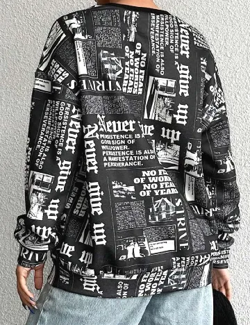 Bluza Oversize SHEIN, negru/alb