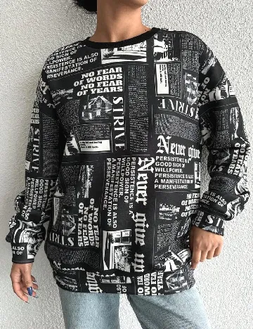 Bluza Oversize SHEIN, negru/alb