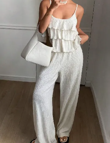 Pantaloni Dazy, ecru Alb