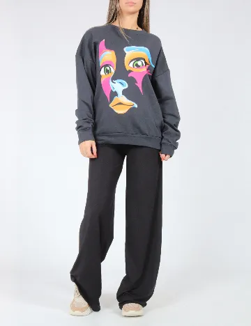 Bluza Oversize SHEIN, gri inchis