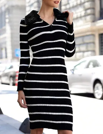 Rochie medie SHEIN, alb/negru Negru