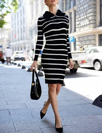 Rochie medie SHEIN, alb/negru Negru