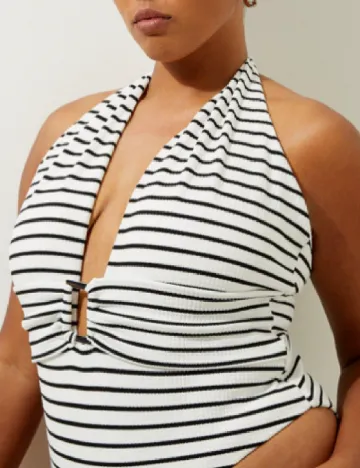 Costum de baie Karen Millen Plus Size, alb/negru Alb