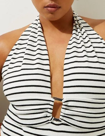 Costum de baie Karen Millen Plus Size, alb/negru Alb