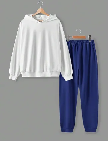 Compleu Shein Kids, alb/albastru