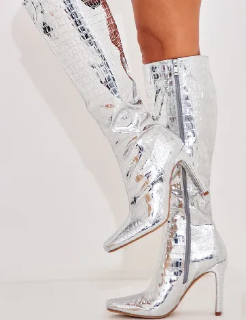 Cizme PrettyLittleThing, argintiu Gri