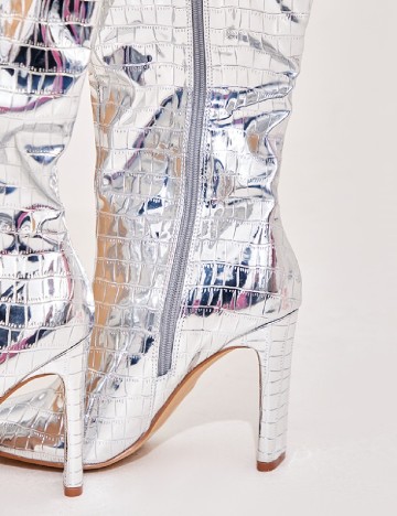 Cizme PrettyLittleThing, argintiu