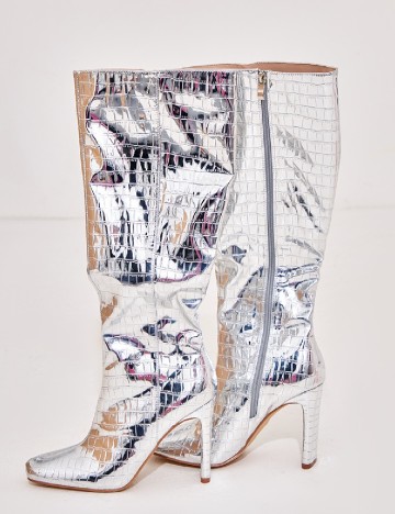 Cizme PrettyLittleThing, argintiu