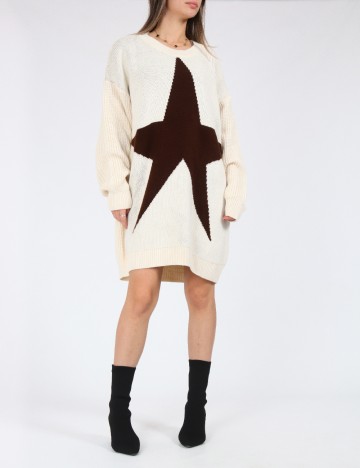 Pulover Oversize SHEIN, crem/maro