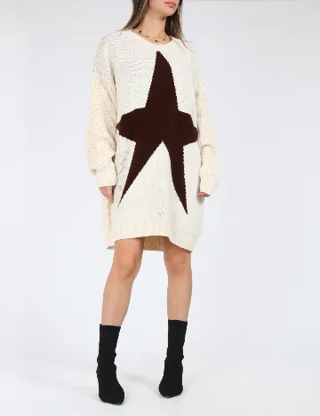 Pulover Oversize SHEIN, crem/maro