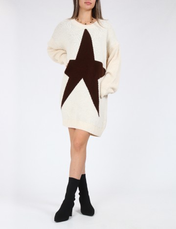 Pulover Oversize SHEIN, crem/maro