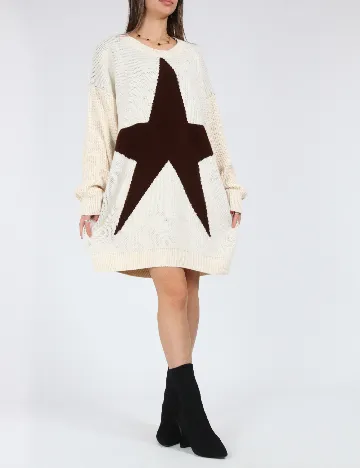 Pulover Oversize SHEIN, crem/maro