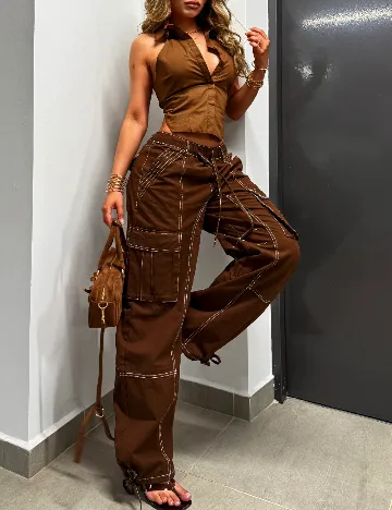 Pantaloni SHEIN, maro Maro