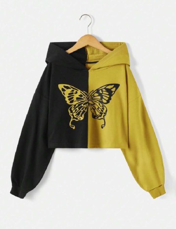 Hanorac Shein Kids, mustar/negru