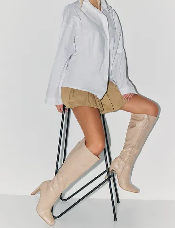 Cizme PrettyLittleThing, crem Crem