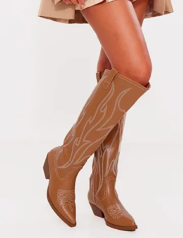 Cizme PrettyLittleThing, maro Maro